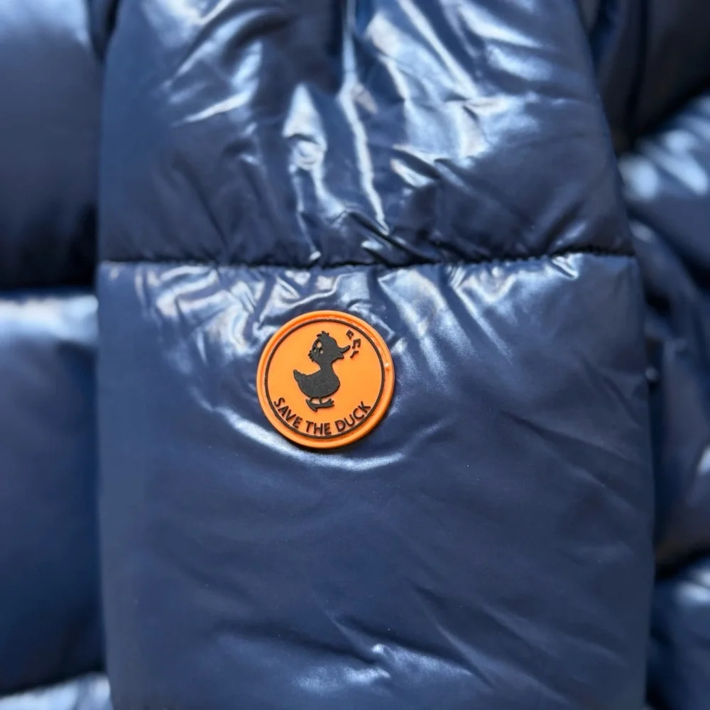 Save The Duck Baby Unisex Navy Jody Hooded Front-Zip Puffer Jacket - Size 9-12M